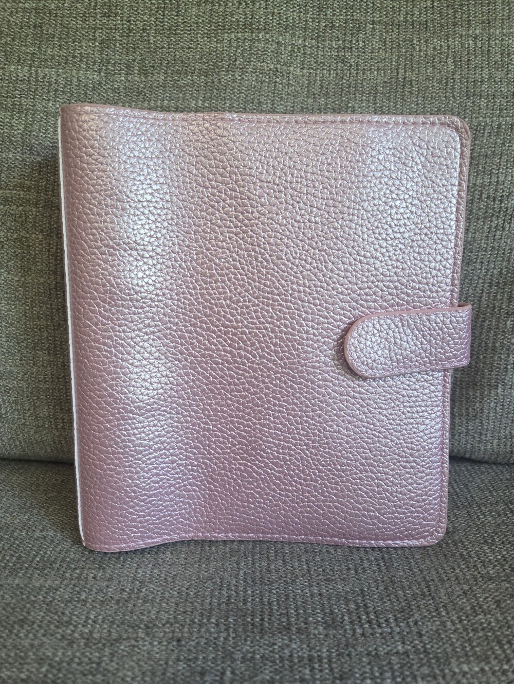Print Pression Vegan Leather Metallic Pink Pebbled Organizer Ring Planner Cover